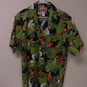 RJC mens Hawaiian  Button up short sleeve shirt  Parrots size large